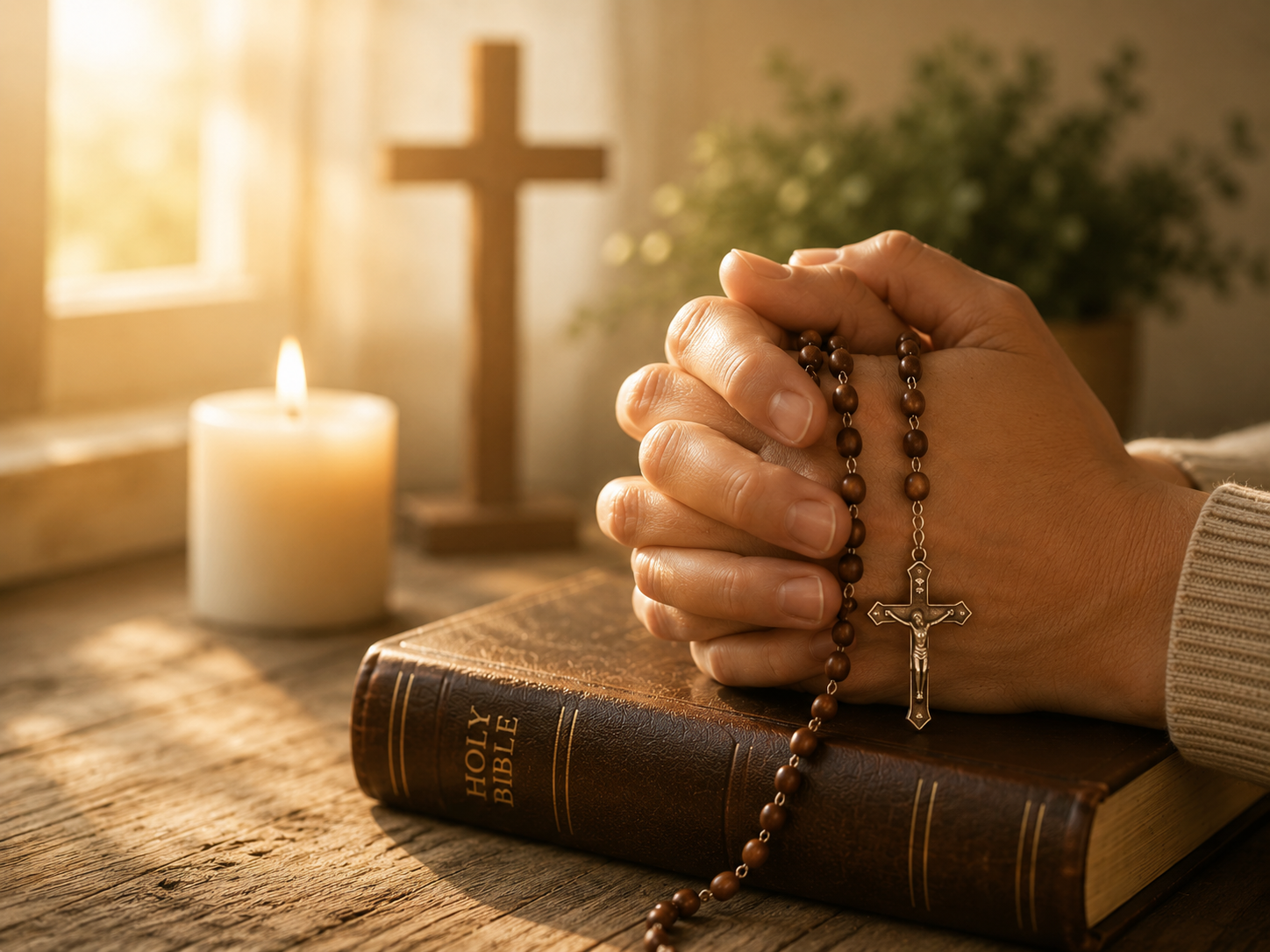 Warm Devotion with Bible and Rosary